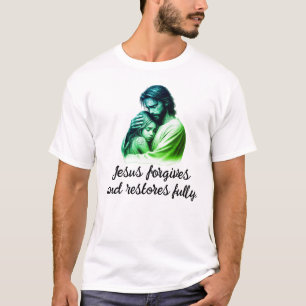 T-shirt Jésus pardonne et restaure entièrement religieux