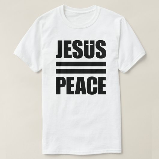 T-shirt JESUS=PEACE blanc, chemise noire (Design devant)