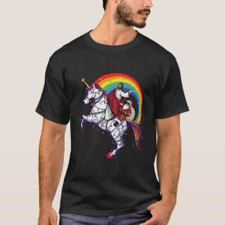 T-shirt Jesus Père Noël À cheval Sur Unicorn Cute Kids Boy