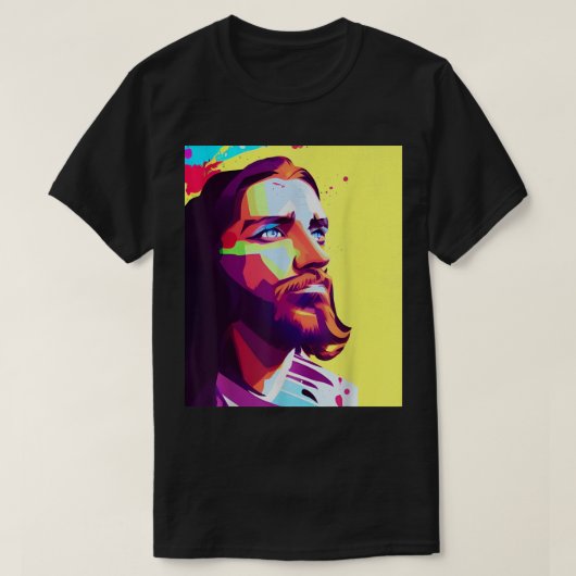 T-shirt Jésus Pop Art Jésus Christ face catholique (Design devant)