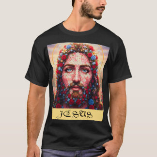 T-shirt Jesus Portrait Floral Mosaic