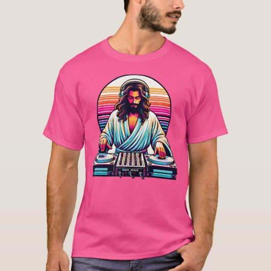 T-shirt Jesus Raves Dj Rave Techno Edm Festival Tourne (Devant)
