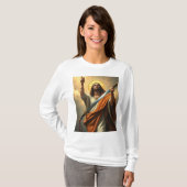 T-shirt Jésus revient avec une épée Dos à manches longues (Devant entier)