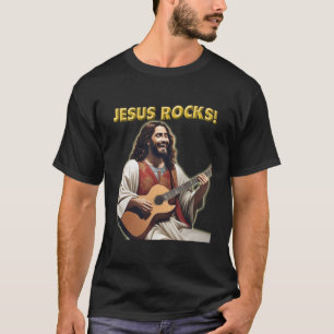 T-shirt Jésus Rocks Jésus Jouer Guitare Partagez Votre Foi