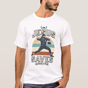 T-shirt Jésus Sauve Baseball Vintage Christian Vector Desi