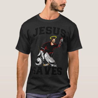 T-shirt Jésus Sauve drôle Hockey Goalie Jésus Sauve