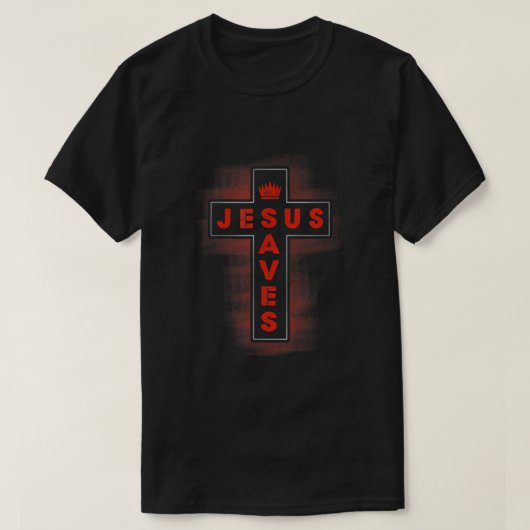 T-shirt Jésus sauve la couronne croisée (Design devant)