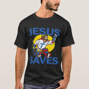 T-shirt Jésus Sauve Louange Dieu Joueur de hockey drôle Re