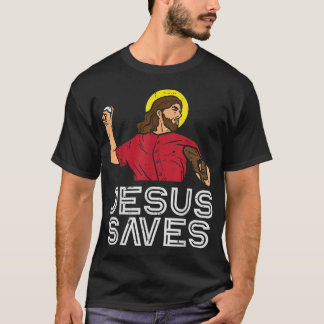 T-shirt Jesus Saves Baseball God Sports Christian Men Wome