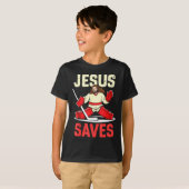 T-shirt Jesus Saves Ice Hockey Goalie Player Christian Fun (Devant entier)