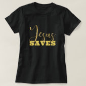 T-shirt Jesus Saves Yellow Gold Parties scintillant (Design devant)
