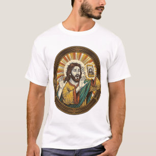 T-shirt Jesus Selfie Accidentel avec la caméra frontale et