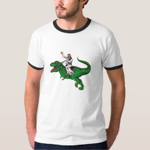 T-shirt Jésus sur un dinosaure