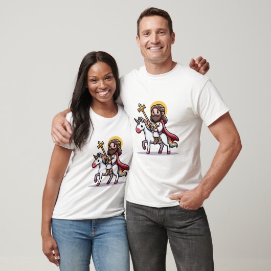 T-shirt Jésus sur une licorne (Unisexe)