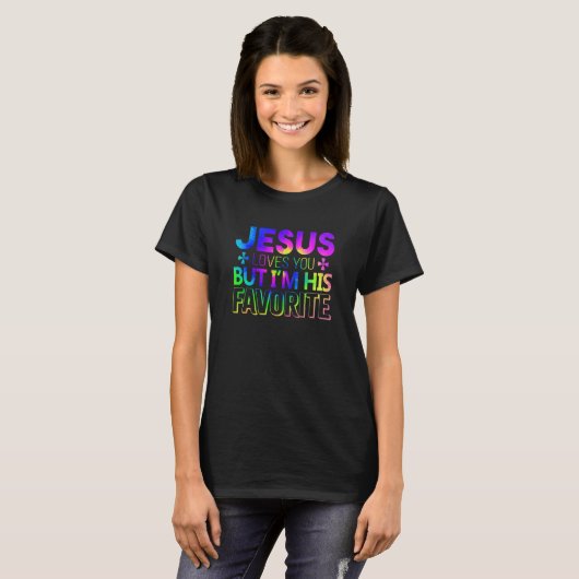T-shirt Jésus t'aime mais je suis son chrétien favori (Devant entier)