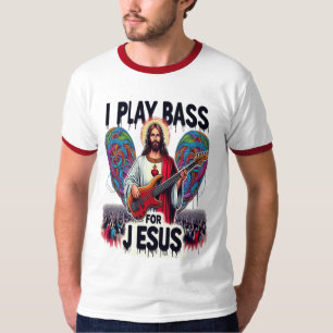 T-shirt Jésus tenant une basse guitare