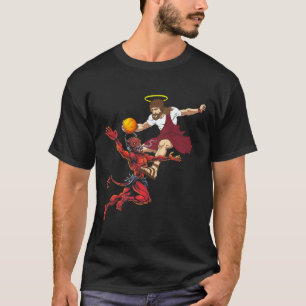 T-shirt Jésus Traversant Le Diable Joueur Bysketbyll Dunk