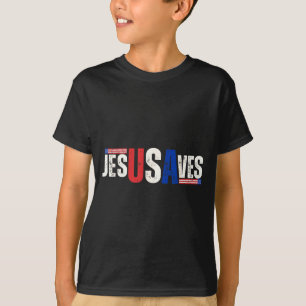 T-shirt Jésus Usa Sauve Drapeau Américain Chrétien Patriot