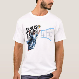 T-shirt Jesus Volleyball Saves Funky Christian Faith