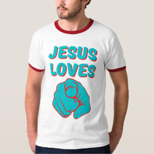 T-shirt Jésus Vous Aime Citation Fondée Sur La Foi Mens Ri