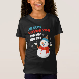 T-Shirt Jésus Vous Aime Neige Beaucoup Chrétien Noël T-