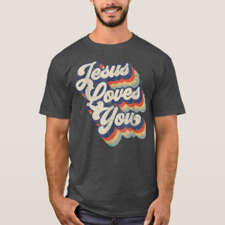 T-shirt Jésus Vous Aime Style Vintage Rétro