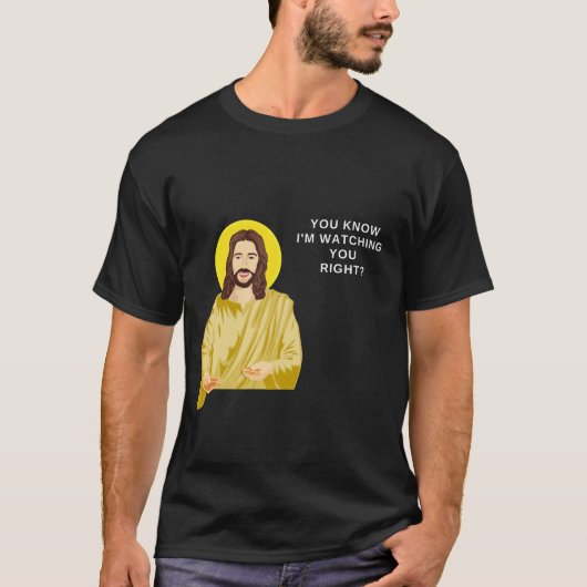 T-shirt Jésus vous regarde Drôle Hommes Catholiques (Devant)