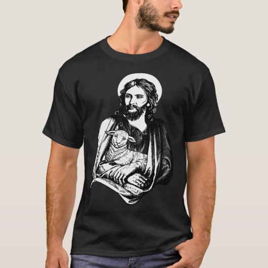 T-shirt Jesus With Lamb Christian God (Devant)