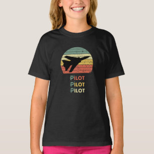 T-shirt Jet Fighter & Sunset, Vintage Retro Simple Aviatio