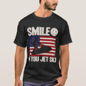T-shirt Jet Ski Smile If You Jet Ski American Flag (Devant)