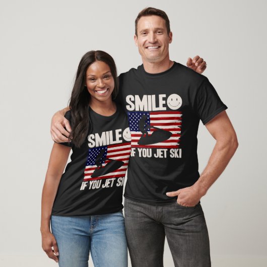 T-shirt Jet Ski Smile If You Jet Ski American Flag (Unisexe)