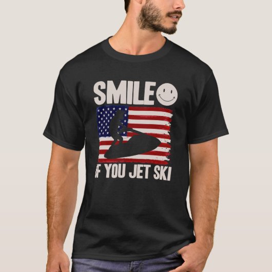 T-shirt Jet Ski Smile If You Jet Ski American Flag (Devant)