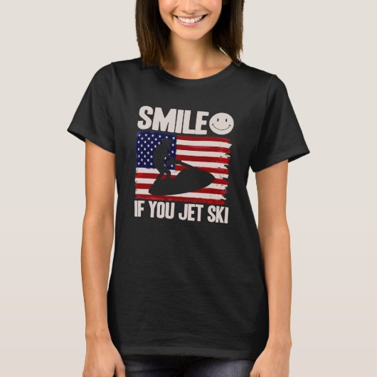 T-shirt Jet Ski Smile If You Jet Ski American Flag (Devant)