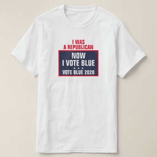 T-shirt J'étais républicain, maintenant je vote bleu 2020 (Design devant)