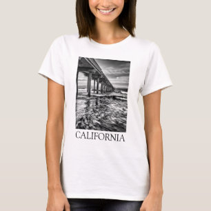T-shirt Jetée en N&B à l'aube, Californie