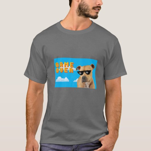 T-shirt Jeu 8 bits sur Pitbull (Devant)