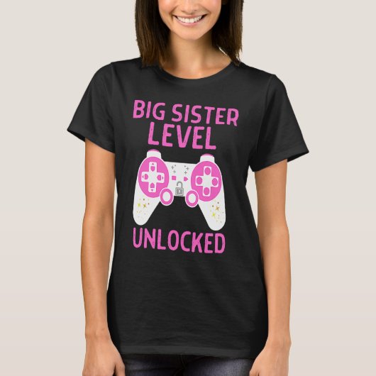 T-shirt Jeu Big Sister Level déverrouillé rose ou bleu Gen (Devant)