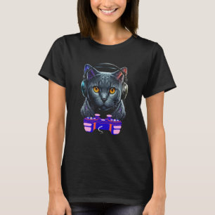 T-shirt Jeu Chartreux Chat Joueur Vidéo Animale Joueur Hom