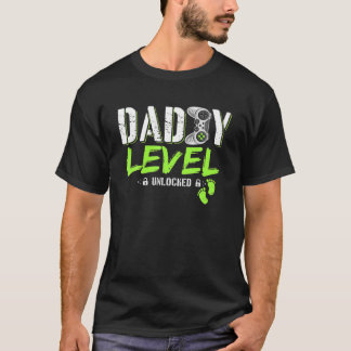 T-shirt Jeu Daddy Niveau Déverrouillé Gamer Levelup Fathe