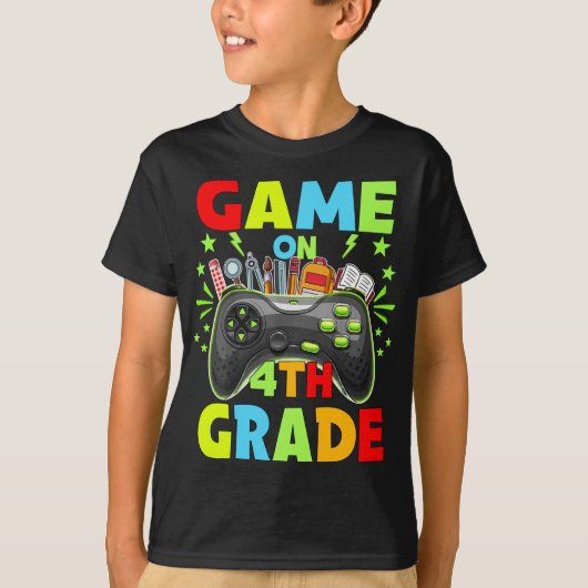 T-shirt Jeu De 4E Année Déverrouillé À L'École  (Devant)