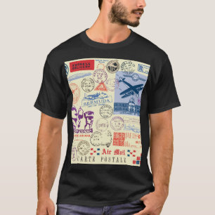 T-shirt Jeu de décors de tampon de document vintage