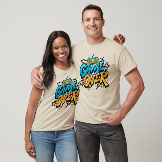 T-shirt Jeu de Graffiti Cool Manette Game Over Urbaine Jou (Unisexe)