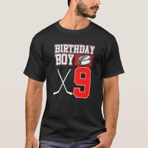 T-shirt Jeu de hockey sur glace 9e anniversaire Joueur spo