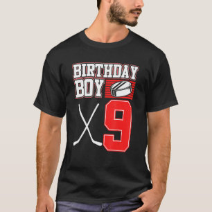 T-shirt Jeu de hockey sur glace 9e anniversaire Joueur spo