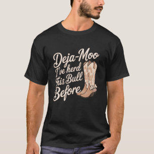 T-shirt Jeu de mots drôle Deja Moo avec une vache mignonne