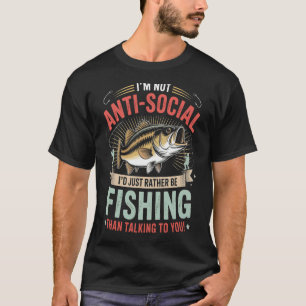 T-shirt Jeu de mots sur la pêche, je ne suis pas asocial,