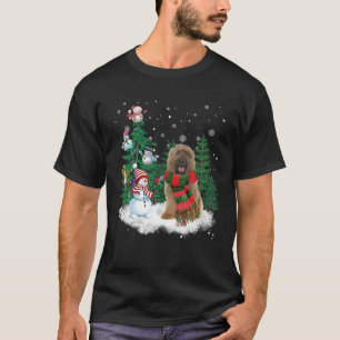 T-shirt Jeu de Noël de Chien de Briard Snowman Xmas Tree