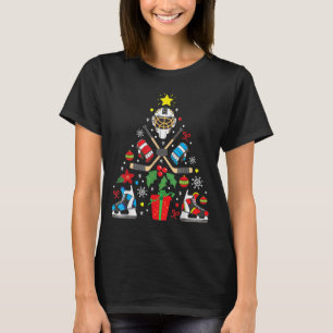 T-shirt Jeu de Noël de hockey sur glace Arbre de Noël de
