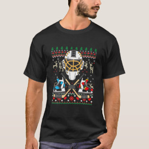 T-shirt Jeu de Noël de hockey sur glace Arbre de Noël Drôl