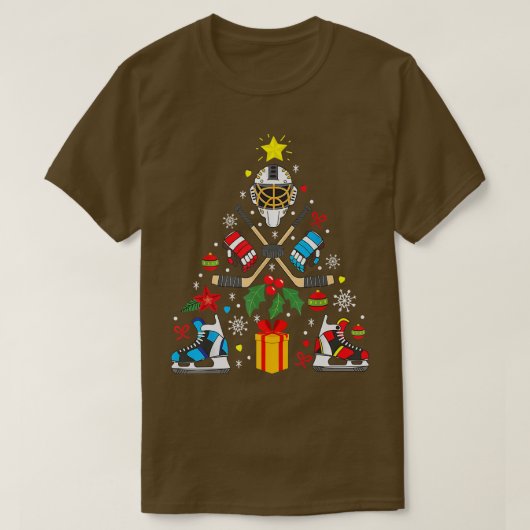 T-shirt Jeu de Noël de hockey sur glace Arbre de Noël Drôl (Design devant)